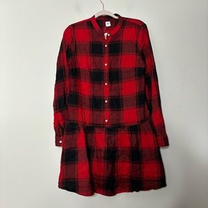 Gap buffalo plaid drop waist long sleeve mini dress S Tall